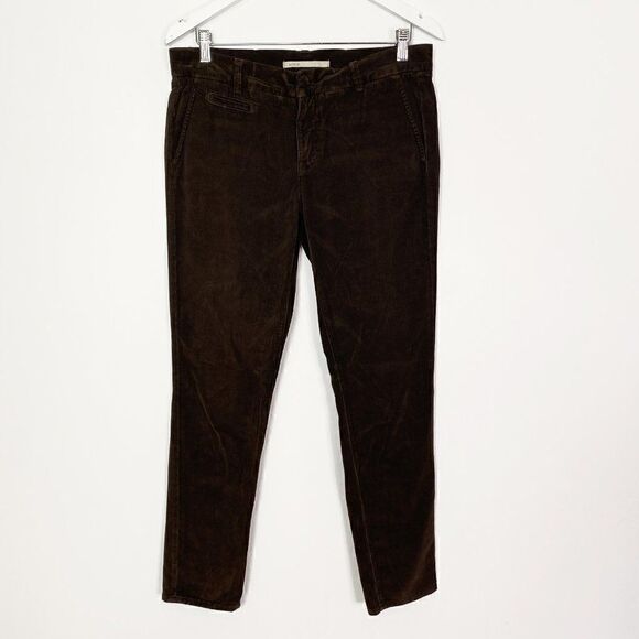 Vince Dark Brown Skinny Leg Corduroy Pants - Picture 1 of 7